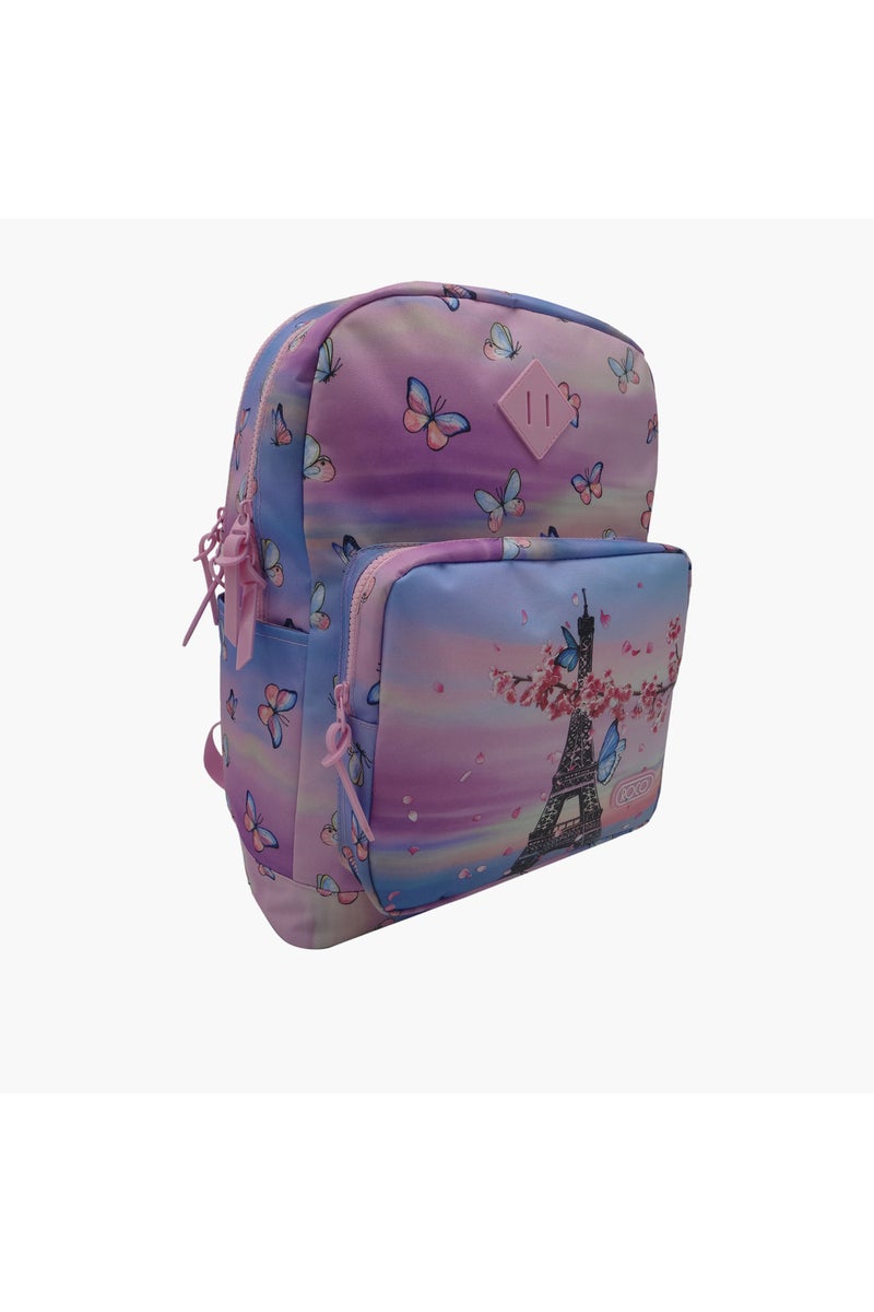 ROCO Paris Graphic Print Backpack with Pencil Pouch - 17 inches - Image 2